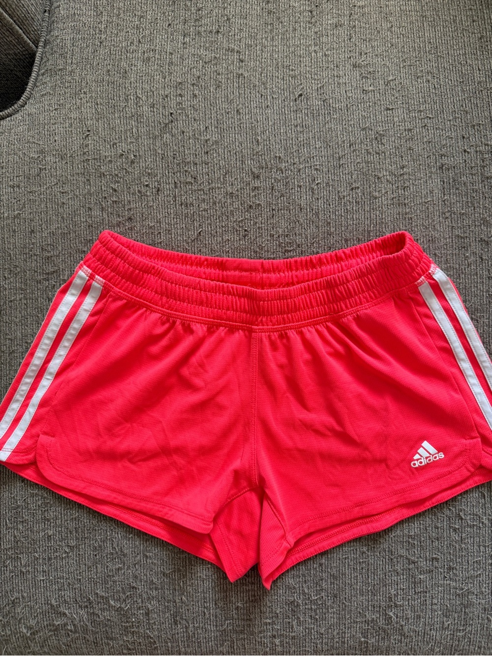 adidas Hot Pink Athletic Shorts with White Stripes